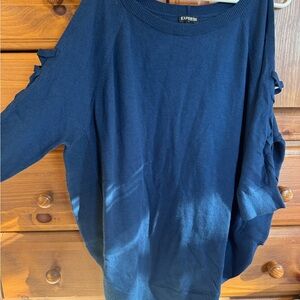 Express Navy Sweater with Cutout Sleeves